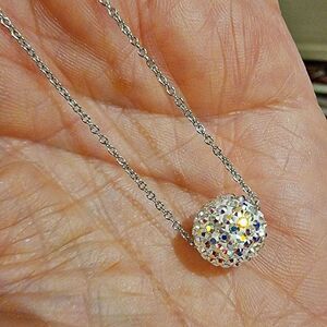 #Touchstone Crystal Aurore Boreale Pavé Ball Necklace Rhodium Plate #NIB #NWT